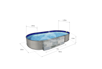 Каркасный бассейн морозоустойчивый Лагуна стальной (Гигабасс) 5.5 х 3.5 х 1.5м овальный (вкапываемый) цвет Платина.ТМ872/550350