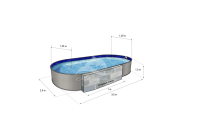 Каркасный бассейн морозоустойчивый Лагуна стальной (Гигабасс) 3.5 х 2.5 х 1.5м овальный (вкапываемый) цвет Платина. ТМ603/350250
