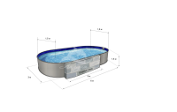 Каркасный бассейн морозоустойчивый Лагуна стальной (Гигабасс) 6 х 3 х 1.5м овальный (вкапываемый) цвет Платина. ТМ606/600300