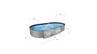 Каркасный бассейн морозоустойчивый Лагуна стальной (Гигабасс) 12 х 6 х 1.5м овальный (вкапываемый) цвет Платина. ТМ610/120600